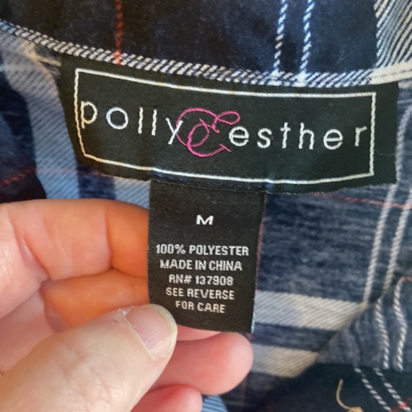 Polly & Esther plaid button down shirt M Jrs - Picture 4 of 6